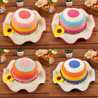 Cute summer bowknot baby staw hat kids girl brim beach cap #1