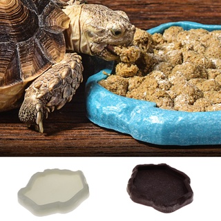 ❈◇♣[helleryMY] Hellery⛄Reptile Tortoise Gecko Feeding Bowl Food Water Resin Dish Bowl Brown S