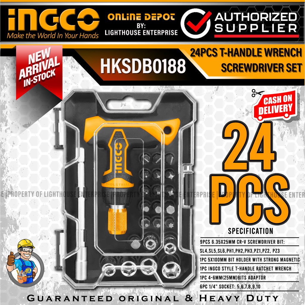 INGCO 24pcs THandle Wrench Screwdriver Set (HKSDB0188) *LIGHTHOUSE ENTERPRISE* Shopee Philippines