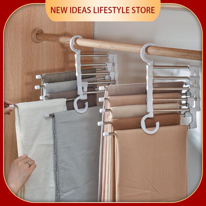 Multi-Functional Magic Pants Hanger Organizer Space Saving Wardrobe Closet Storage Rack