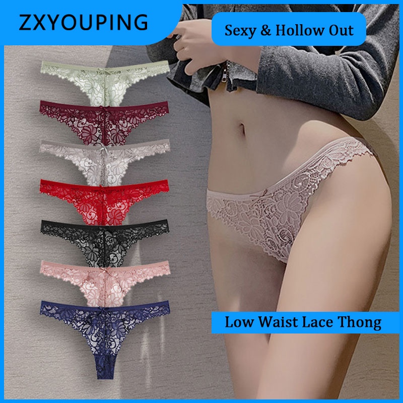 Women Thongs Sexy Lace Tibak Panties Hollow Out G String Transparent ...