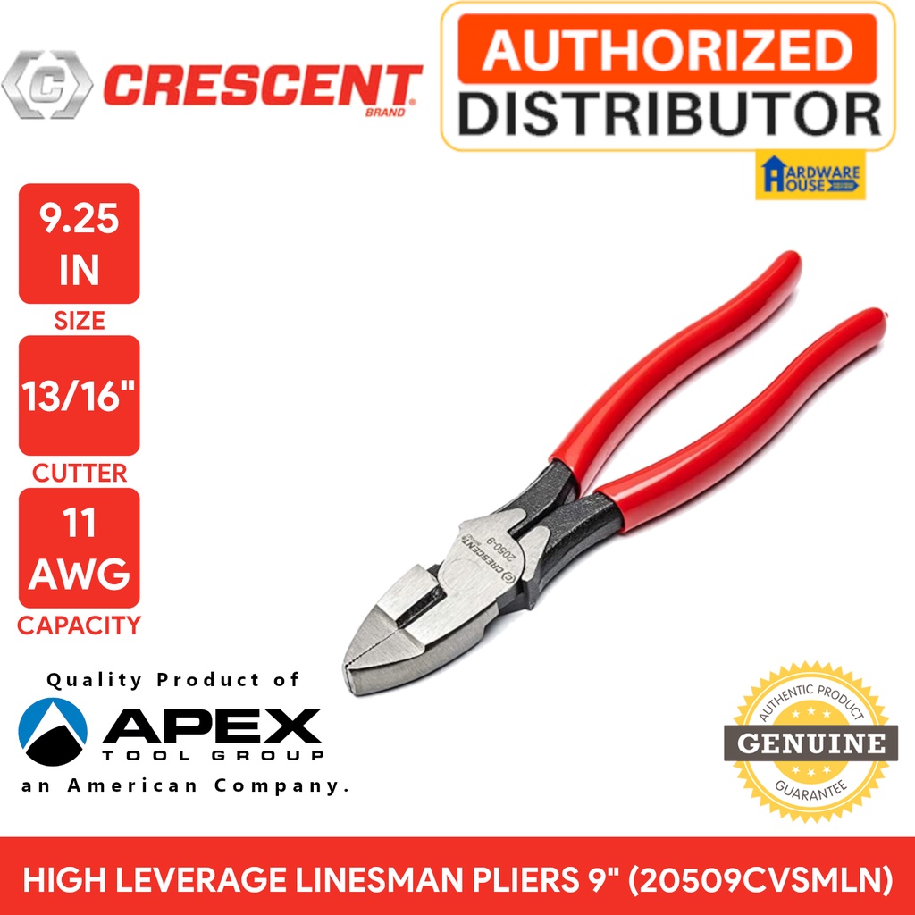 Original Crescent Linesman Combination Pliers 9 High Leverage Drop Forged Steel Heavy Duty