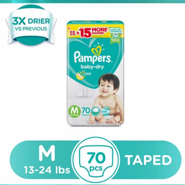 Medium diaper (Pampers babydry tape 70s ) Shopee Philippines