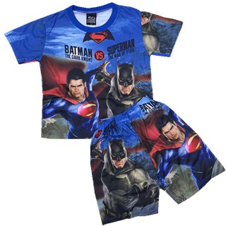 Baby & Kids Batman Vs SuperMan Terno T Shirt+Shorts For Boys Set Clothing |  Shopee Philippines