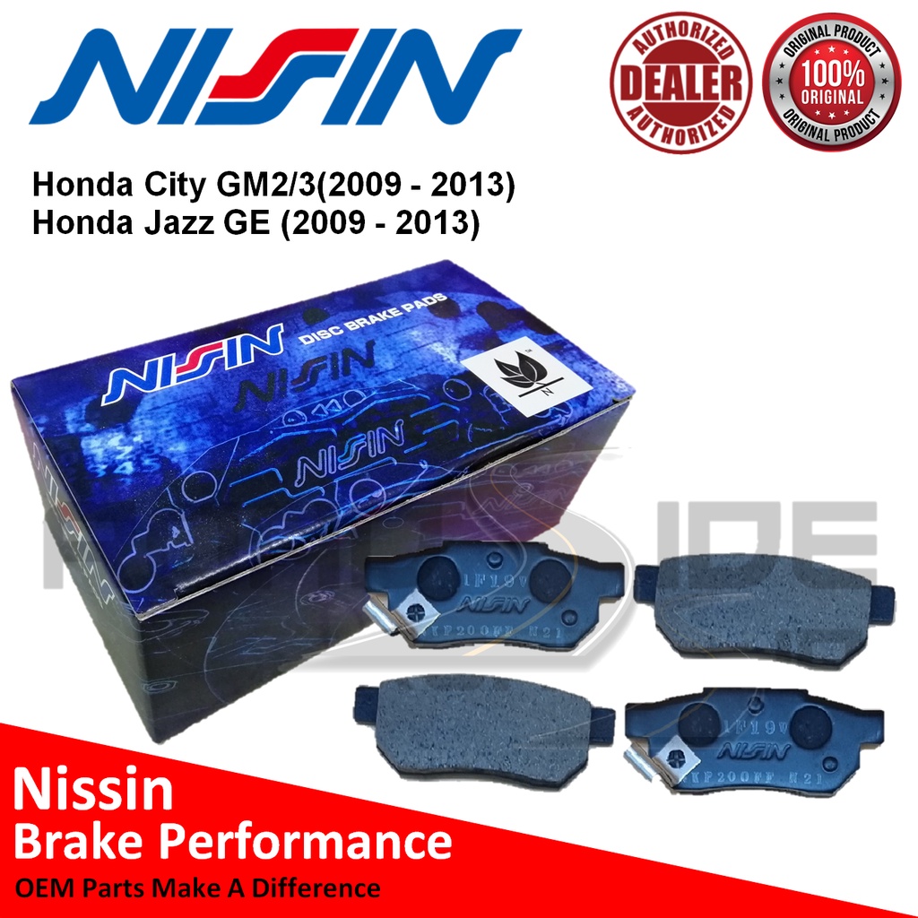 NISSIN Rear Brake Pads for Honda City GM2/3(2009 2013), Jazz GE (2009