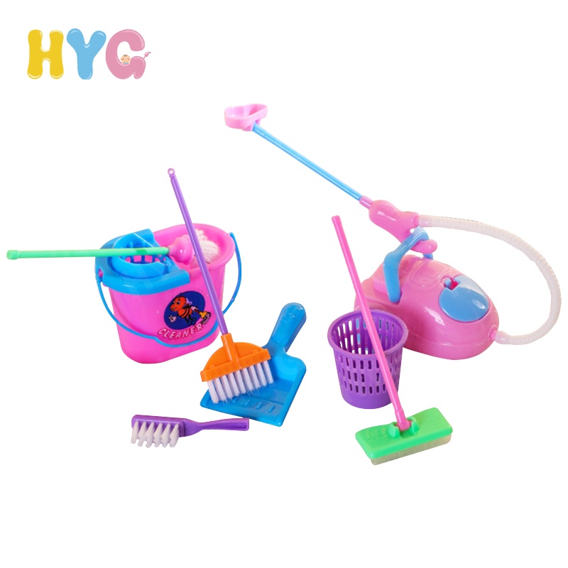 HYG Toys 9 Pcs./Set Mini Pretend Play Simulation Cleaning Kit Toy and