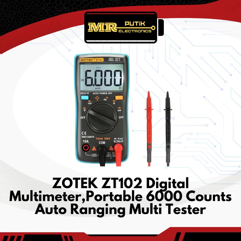 ZOTEK ZT102 Digital Multimeter Portable 6000 Counts Auto Ranging ...