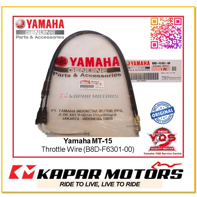 [100 Original HLY] YAMAHA MT15 Throttle Wire Assy ** B8DF630100 ** MT15 Throttle Oil Cable