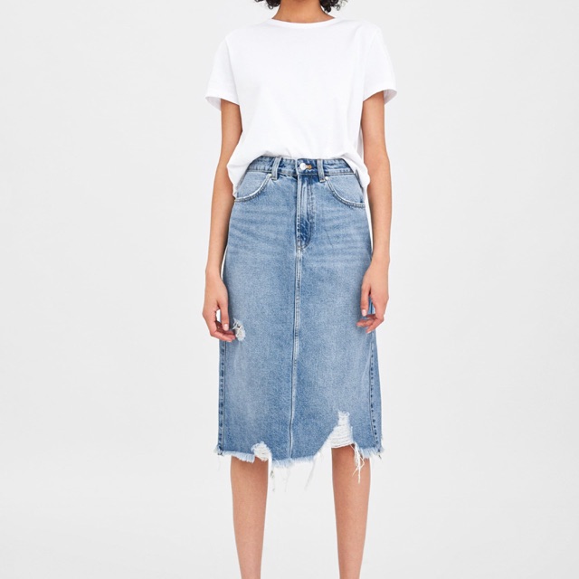 zara denim skirt