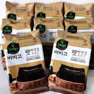 Nori korean seaweed bibigo roasted seaweed(Kim) 5g/x72pcs per box (9 packs x 8pcs per pack)