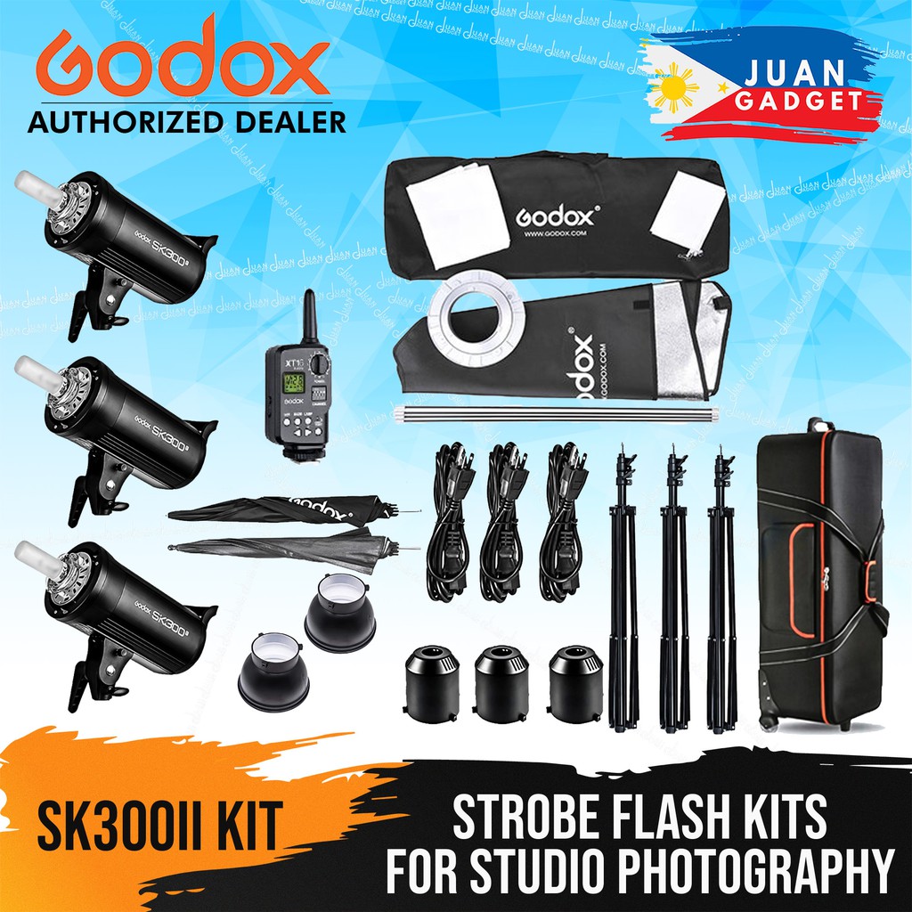 Godox SK300II 3 x 300Ws 2.4G Strobe Flash Kits for Studio Photography