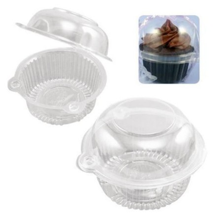 50 Pcs Clear Plastic Individual Single Cupcake Containers,Muffin Dome Holders Cases Boxes Cups Pods,Clamshell Cupcake Holders for Party Favor Cake,Muffin,Salad