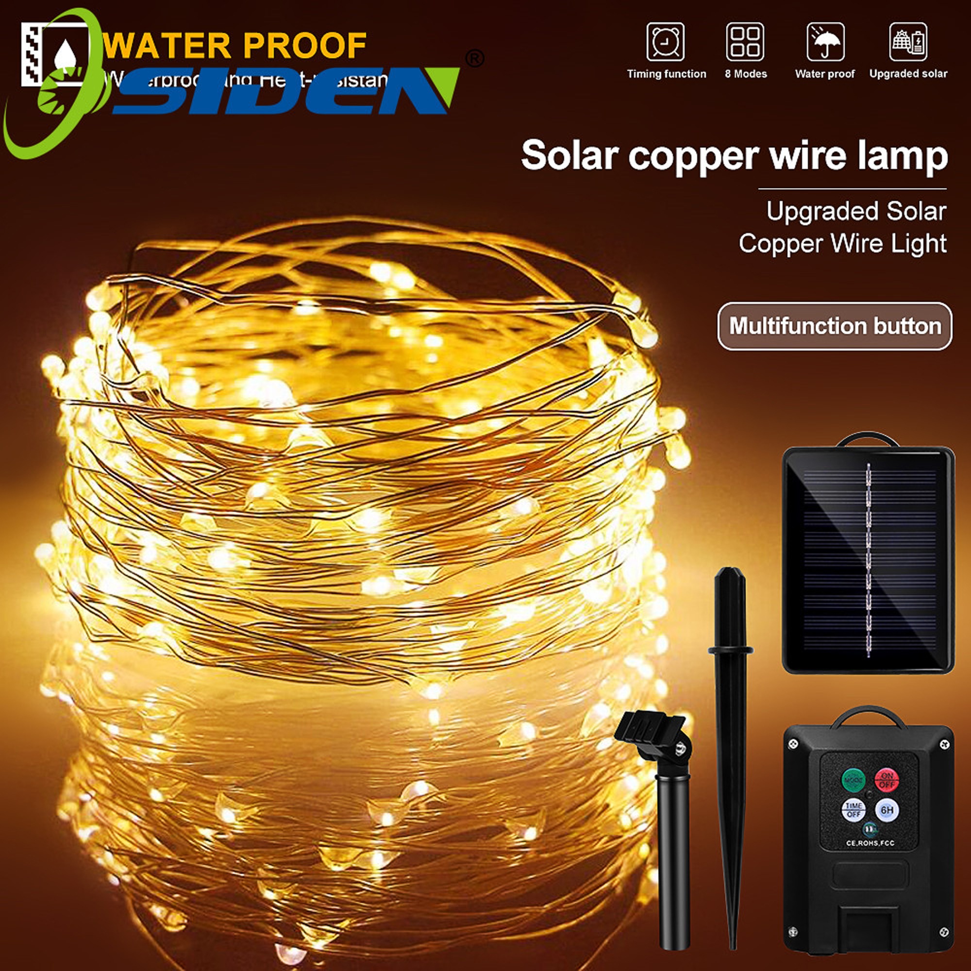 100-300 LED Solar Fairy String Light Copper Wire Outdoor Waterproof Garden Decor 