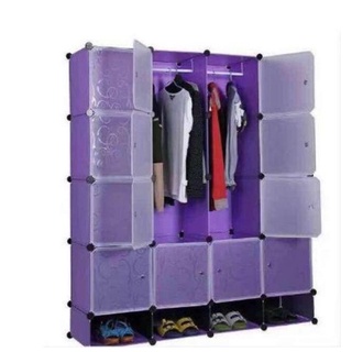 16 Cubes Doors DIY Storage Cabinet with Bottom Shoe Rack cod Shelves & Rack #4