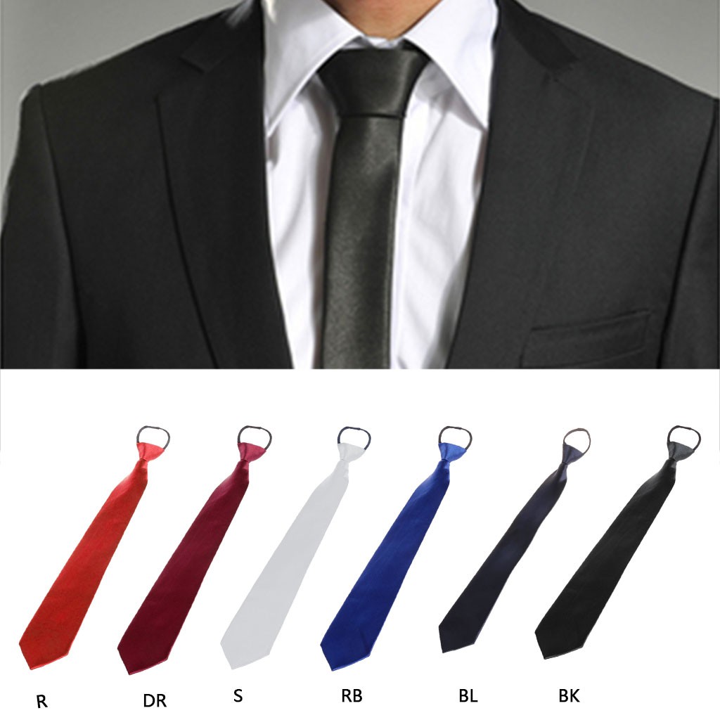 New Kids Boys Zipper up Adjustable Pre-tied Necktie Blue Black Stripes formal