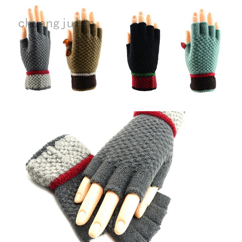 mens cable knit fingerless gloves