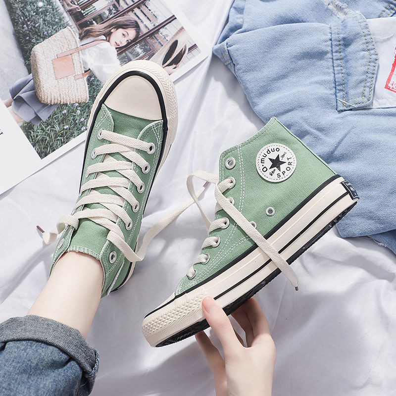 mint green canvas shoes