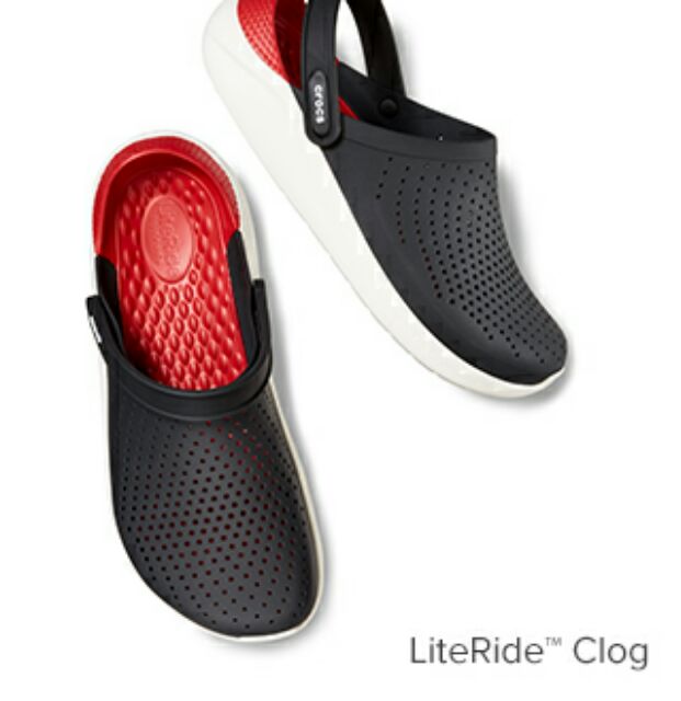 black and red crocs