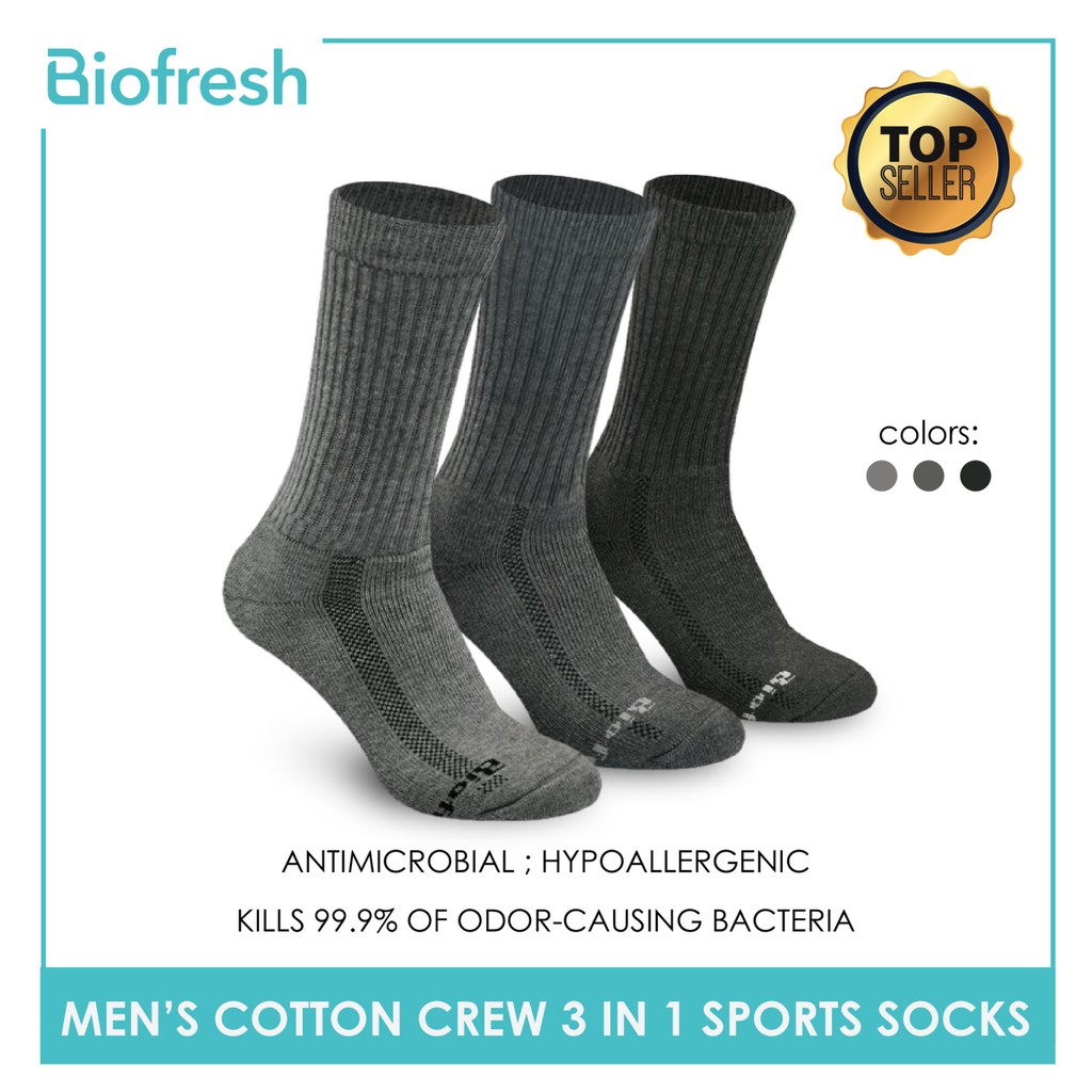 Biofresh RMSKG20 Men's Thick Cotton Crew Sports Socks 3 pairs in a pack Shopee Philippines