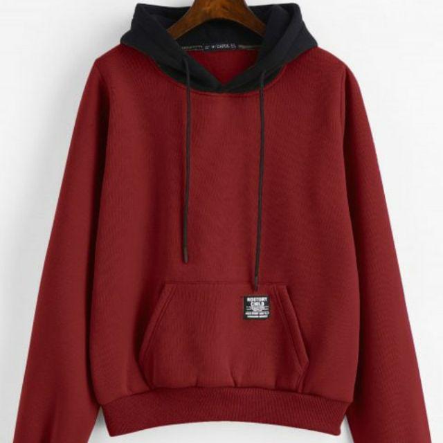 zaful pouch pocket fleece pullover hoodie