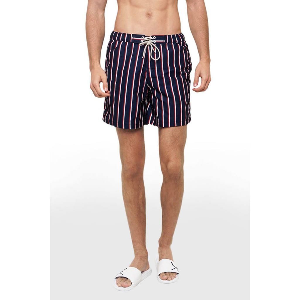 Regatta Striped Board Shorts With Drawstring For Men (Navy Blue