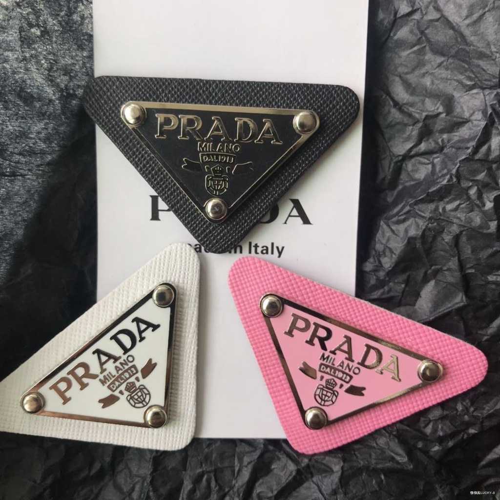 Prada Brooches Pins 1Pc Triangle Leather Pin Metal Cosplay Collection  Brooches Bag Pendant | Shopee Philippines