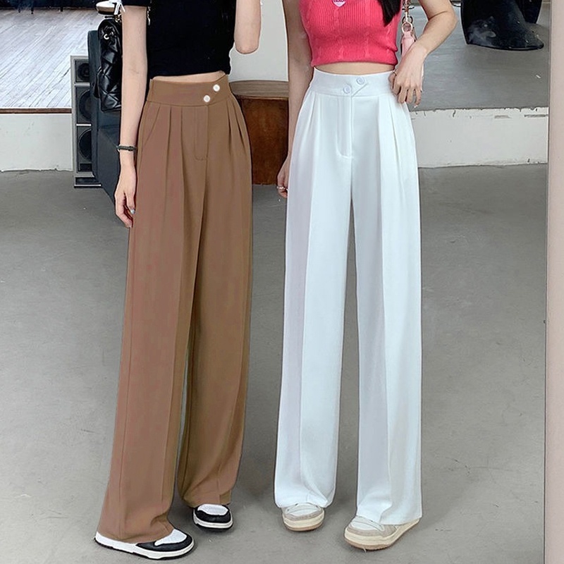 Wide Leg Suit Pants Summer High Waist Casual Pants For Women Wide Leg ...