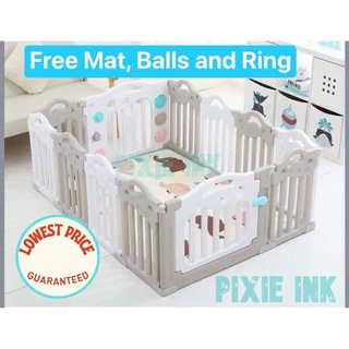 Big Folding Play Fence Playpen Crib Kuna (High Quality) with FREE MAT, BALLS AND RING