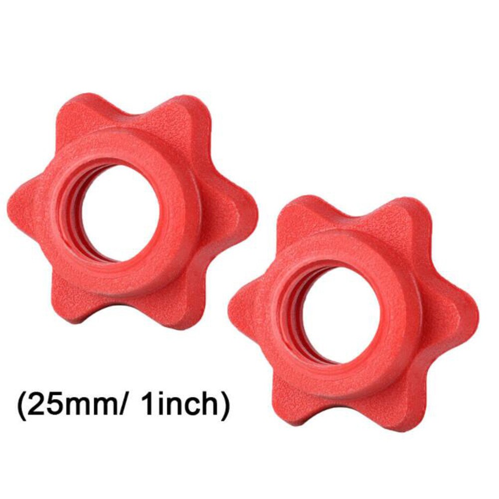 KOKOBASE 4x 25mm Barbell Bar Hex Nuts 1 Inch Red Spin-Lock Collars Fitness Equipment Accessories For Lifting Barbells Dumbbell Bars 