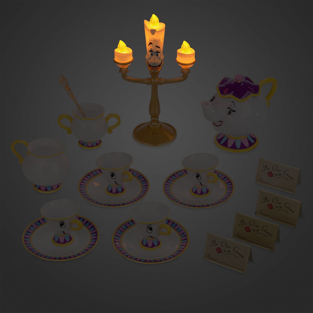 beauty and the beast tea set cart