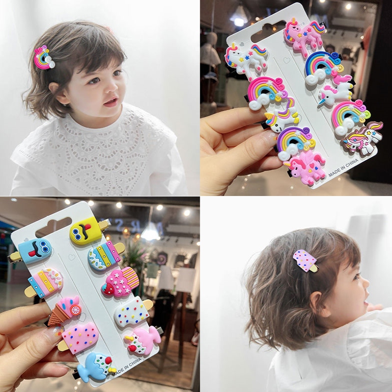 Lovely 10 Pcs Girls Hairpin Fruit Cake Design Princess Hair Ornament Baby Hair Clip Girl Gift