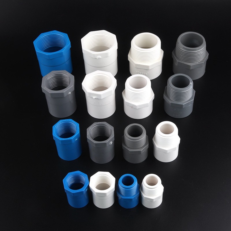5pcs 1/2",3/4",1",1.2" PVC Thread Connectors 20/25/32/40mm Water Pipe PVC Joints Home Garden