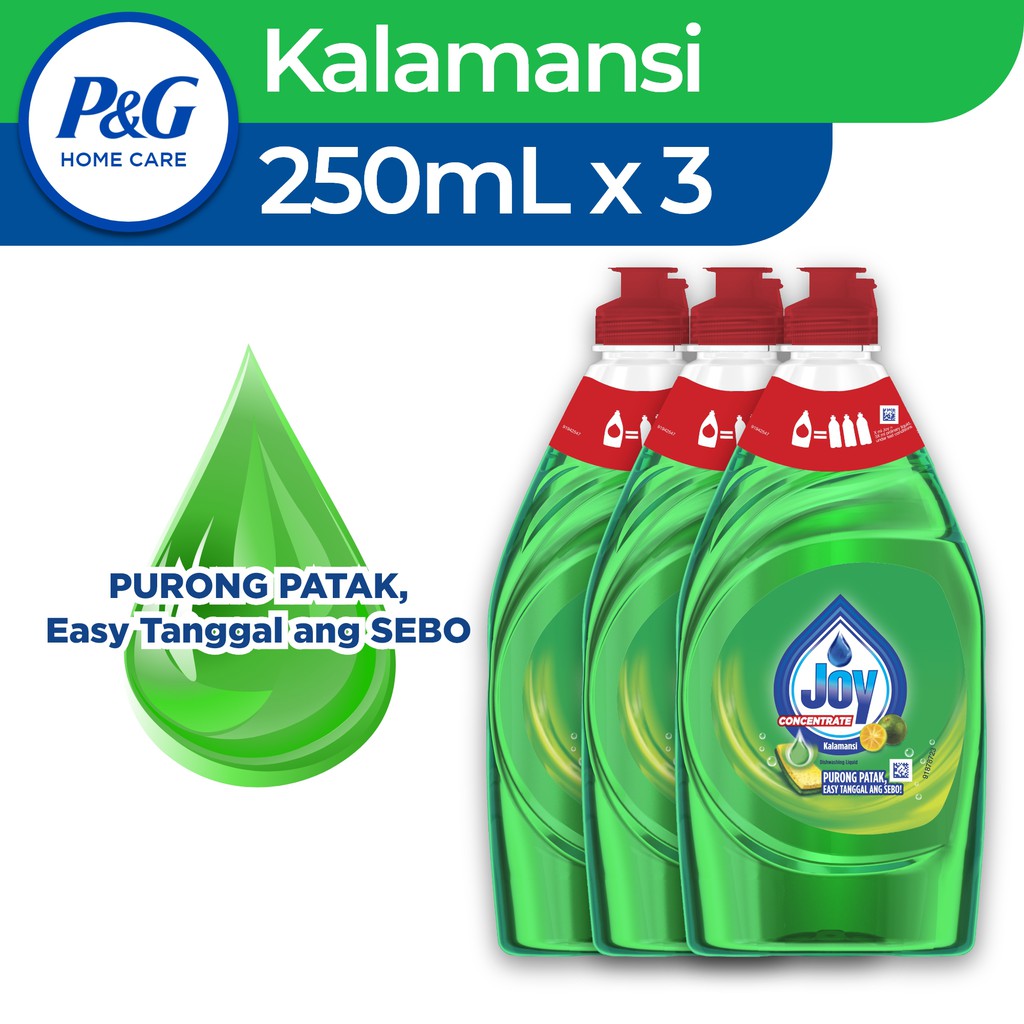 Joy Kalamansi Concentrate Dishwashing Liquid 250mL x 3 Bottle Shopee
