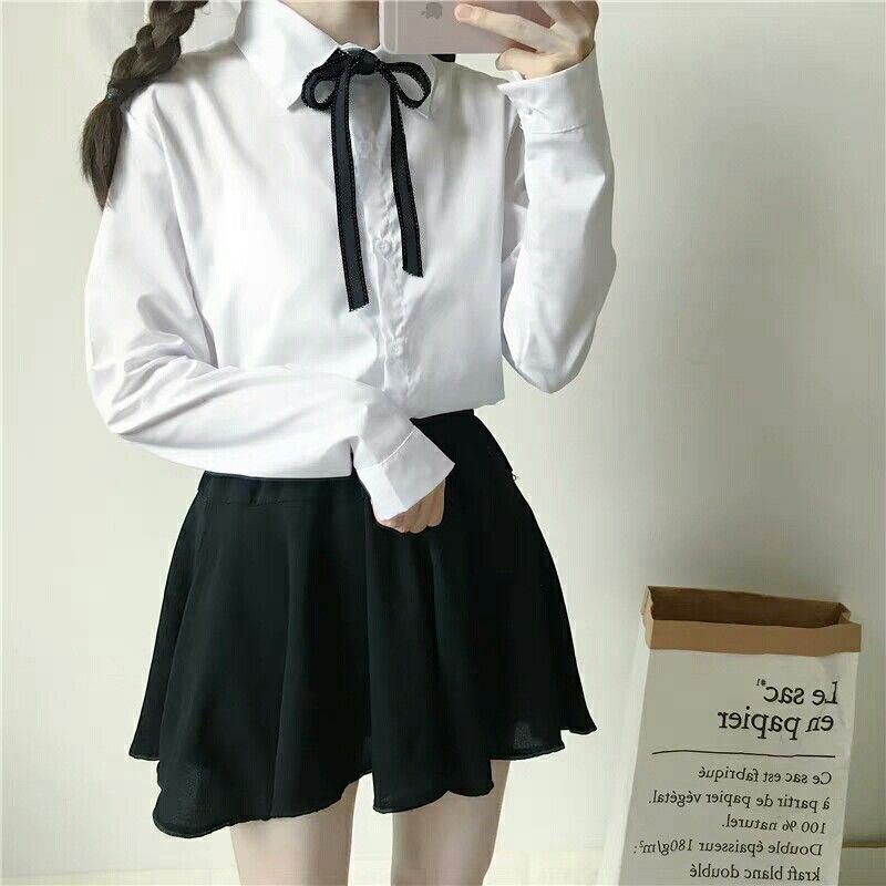 kaka Korean style soft girl hipster white shirt skirt outfit female long  sleeve autumn and winter | Shopee Philippines