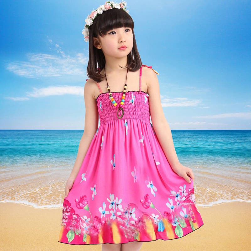 Looka Kids Dress Smocked Baby Girl String Dress Printed (3-7 Years Old)  Summer Beach Ootd Pambahay | Shopee Philippines