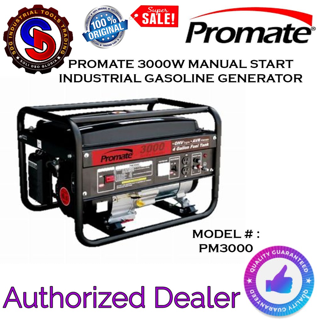 PROMATE 3000W Manual Start Industrial Gasoline Generator (PM3000