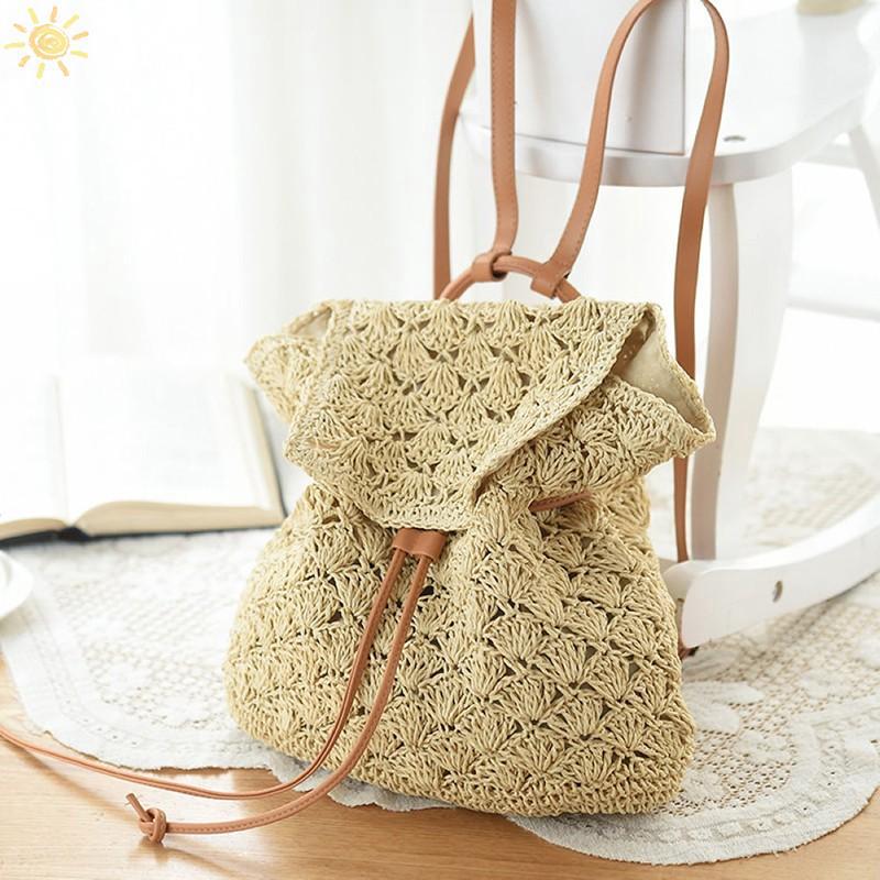 Women Girls Crochet Shoulders bag Leather straps Backpack | Shopee ...