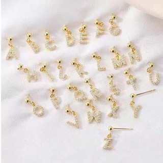 925 silver needle letter temperament earrings female mini exquisite your name 925 earrings new flashing diamond