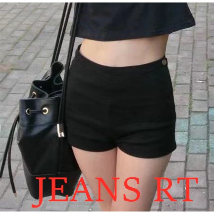 basic black high waisted shorts