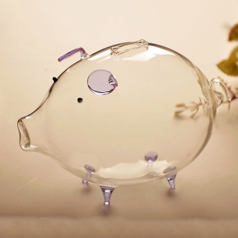 Pig Piggy Bank Money Boxes Coin Saving Box Cute Transparent Glass