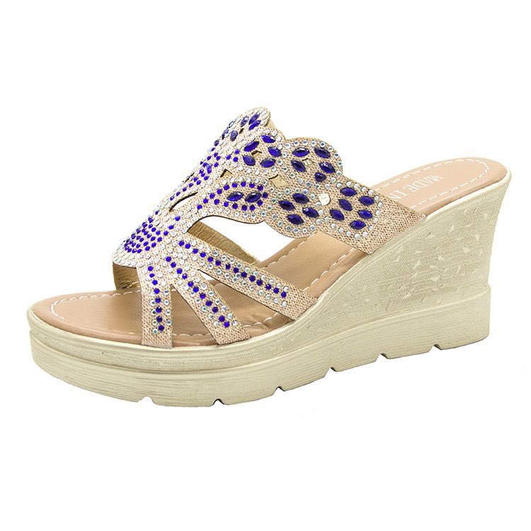 Gems Stones Strap Platform Wedge Sandals | Shopee Philippines