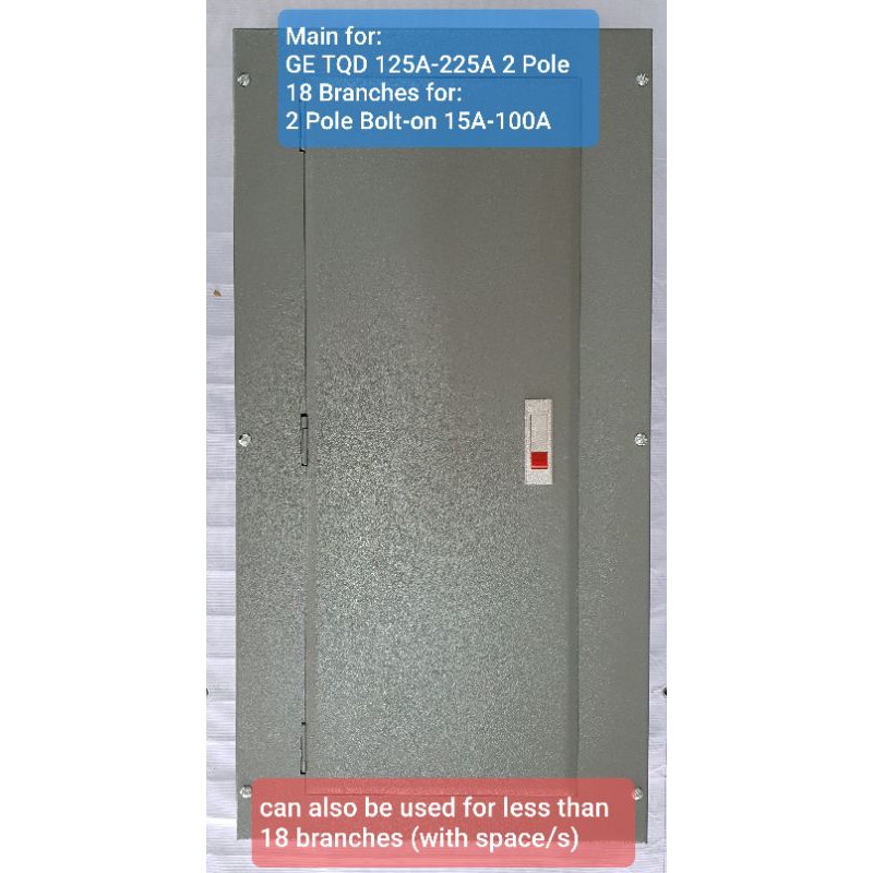 Panelboard 18 Branches GE TQD Center Main 2 Pole Bolt On 2 Pole 125 150