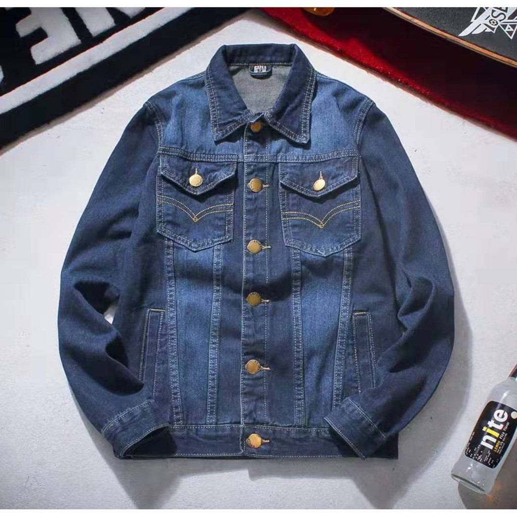 Casual Denim Jacket for Men's maong jacket w/pocket S-5XL | Shopee ...