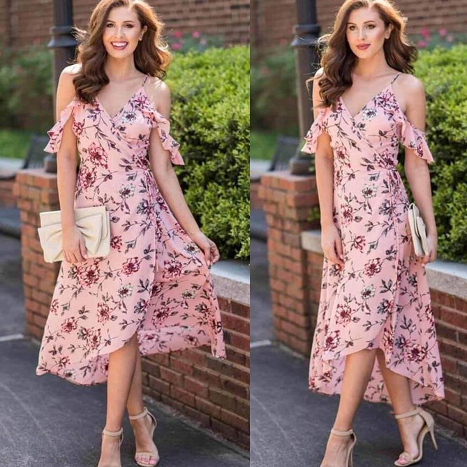 pink floral cocktail dress