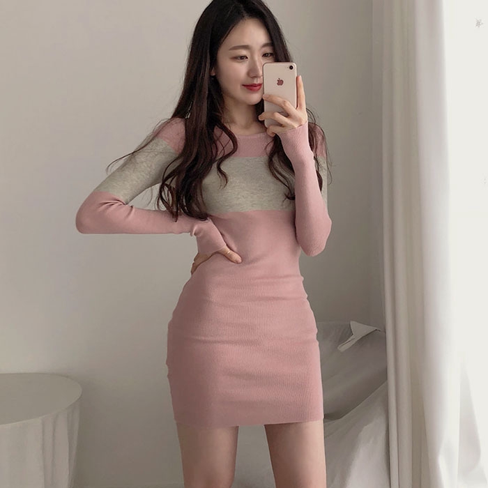 peach tight dress