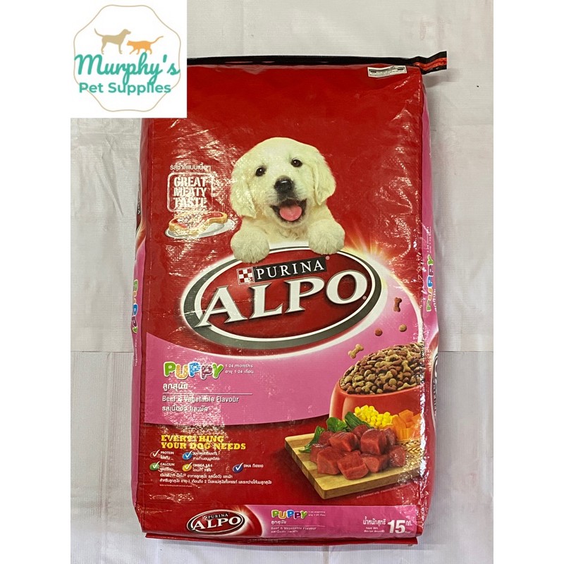 Alpo Puppy for dog foods 15kg nutrious meat food beef and vegetables