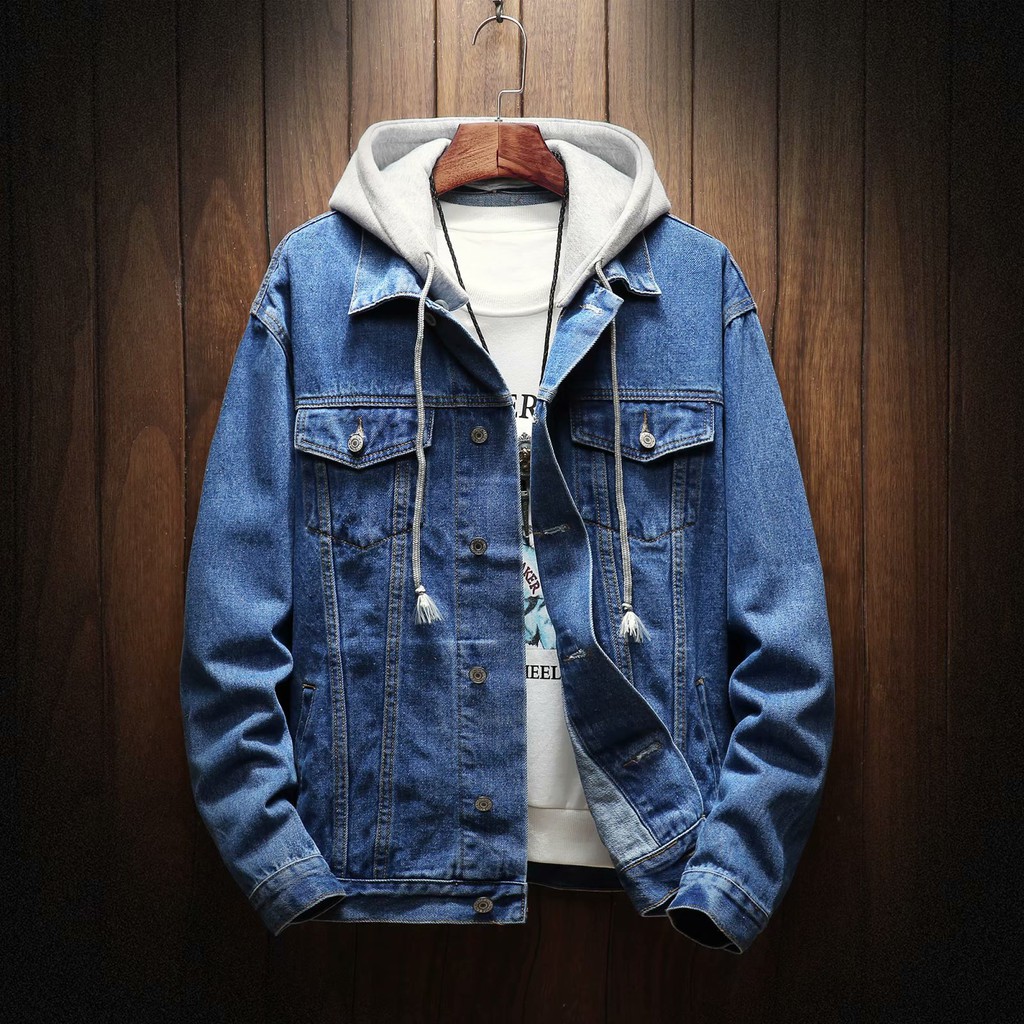 hooded jeans jacket mens