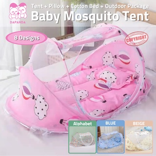 Dapanda Huge Baby Mosquito Tent & Net Folding Soft Cushion Zipper Crib Bed & Pillow Infant to 2yrs