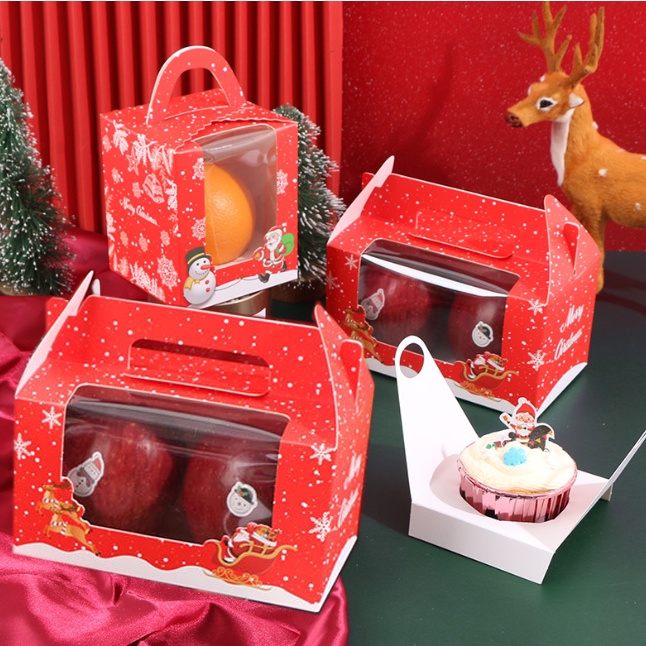 Christmas Cupcake box with Handle, Muffin Box Cupcakes Box, Pastry Box