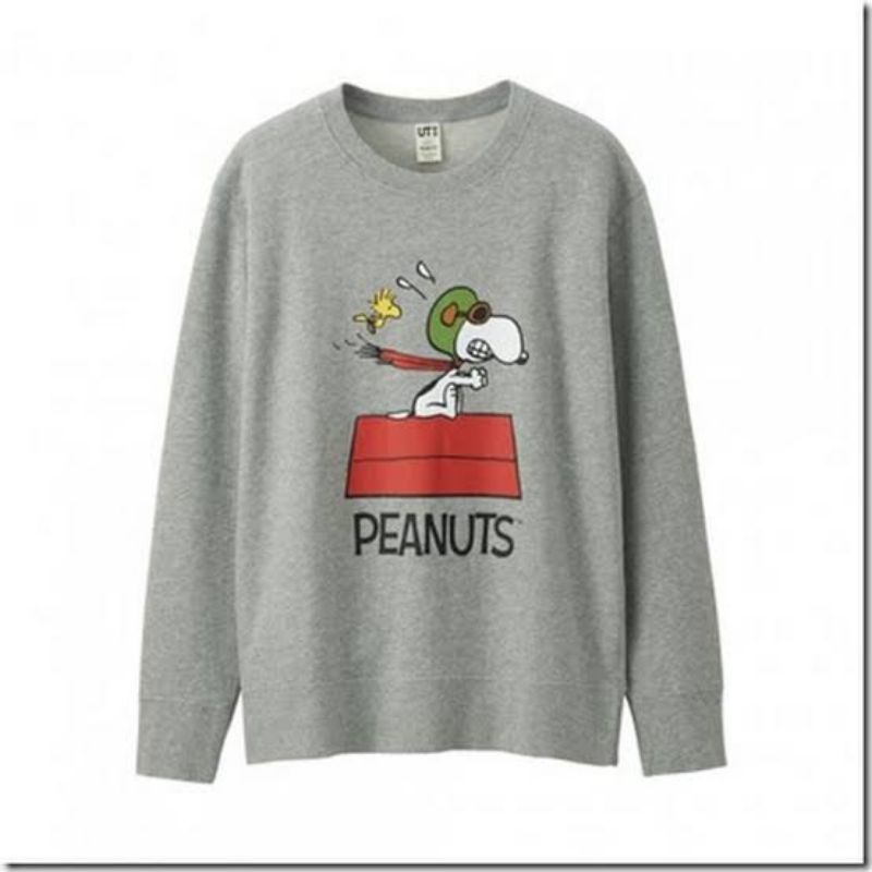 Uniqlo Snoopy Peanuts Grey Sweatshirt Sweater Men's Pullover | Shopee ...
